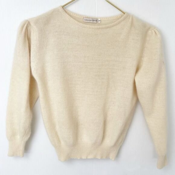 Collegio Favori angora blend Crewneck ivory SweaterMedium - Picture 1 of 9